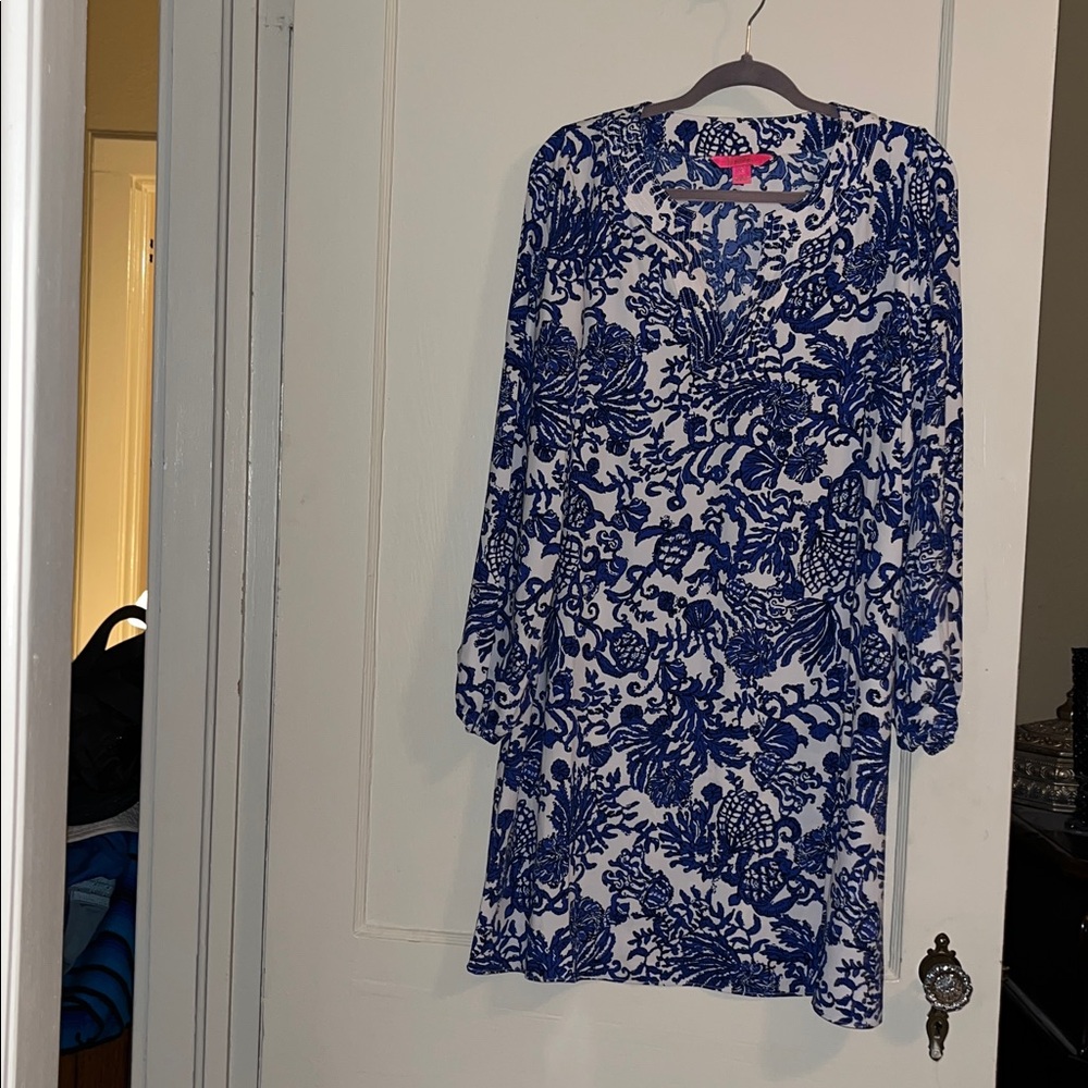 Lilly Pulitzer Blue and White Patterned Dress
